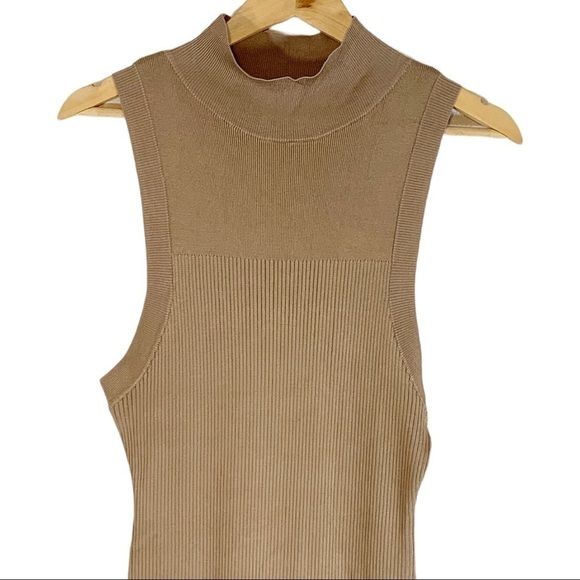 GOOD AMERICAN Mock Neck Sleeveless Rib Knit Midi Dress Size M/L - Picture 4 of 9